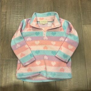 5 for $10 btween Pastel Heart Stripe Fleece Pullover - Pink, Lavender & Aqua